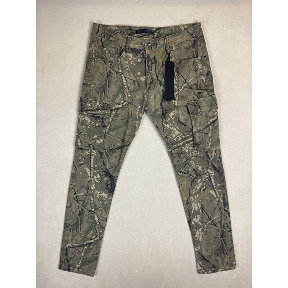 KDNK‎ Pants Mens 36 Green Camo Cargo Hiking Hunting Outdoor Casual Pockets NWT - Picture 1 of 12